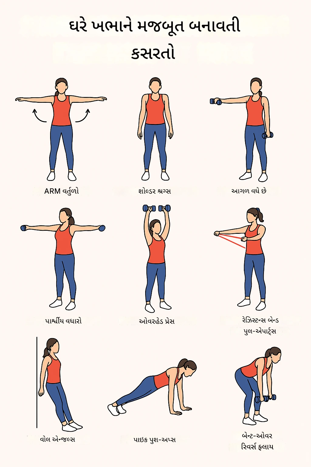 ઘરે ખભાને મજબૂત કરવાની કસરતો