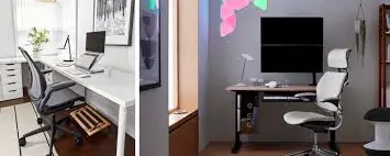 વર્ક ફ્રોમ હોમ (WFH) માટે આદર્શ ખુરશી અને ટેબલનું સેટઅપ.