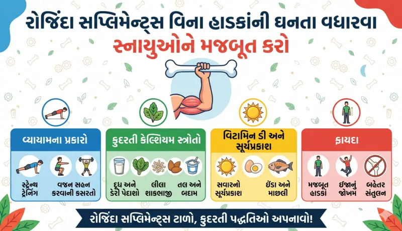 કુદરતી રીતે હાડકાંની ઘનતા (Bone Density) જાળવવા સ્નાયુઓને મજબૂત કરવા