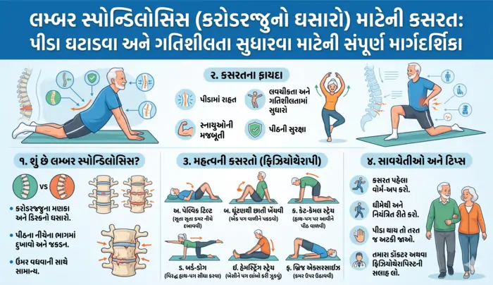 લમ્બર સ્પોન્ડિલોસિસ (કરોડરજ્જુનો ઘસારો) માટેની કસરત