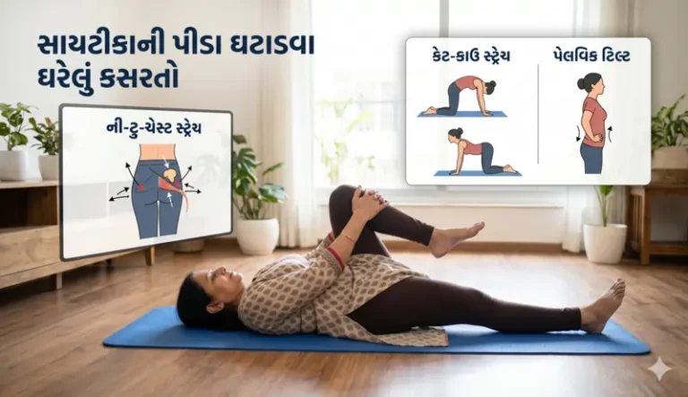 સાઇટિકા ની પીડા ઘટાડવા માટે ઘરેલું કસરત
