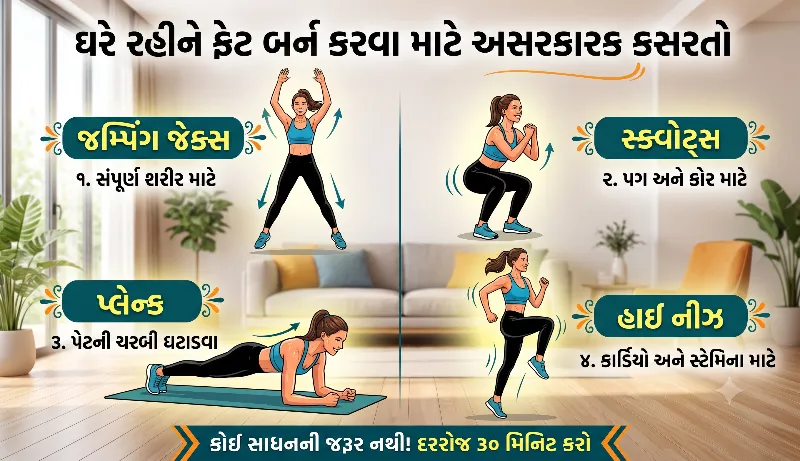 ઘરે રહીને ફેટ બર્ન કરવા માટે અસરકારક કસરતો
