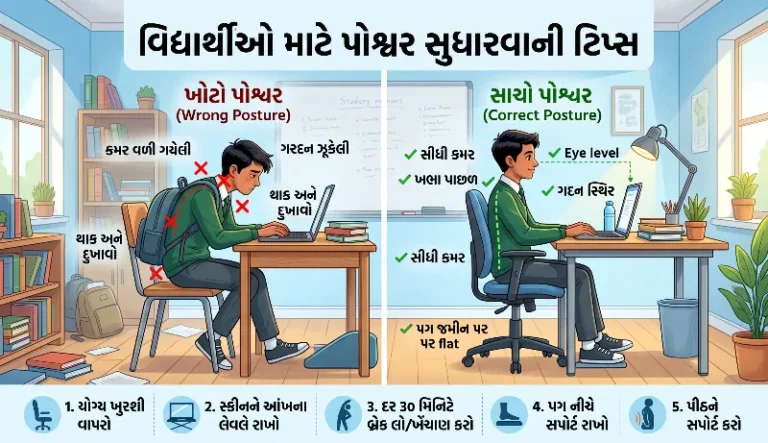 વિદ્યાર્થીઓ માટે પોશ્ચર સુધારવાની ટિપ્સ