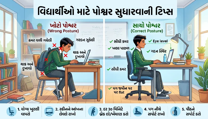 વિદ્યાર્થીઓ માટે પોશ્ચર સુધારવાની ટિપ્સ