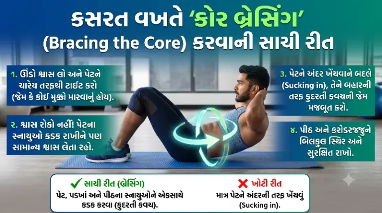 કસરત વખતે પેટના સ્નાયુઓને ‘બ્રેસિંગ’ (Bracing the Core) કરવાની સાચી રીત