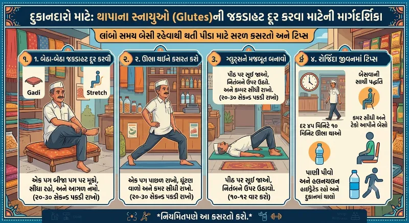 દુકાનદારો માટે ગાદી પર બેસવાથી થાપાની જકડાહટ દૂર કરો