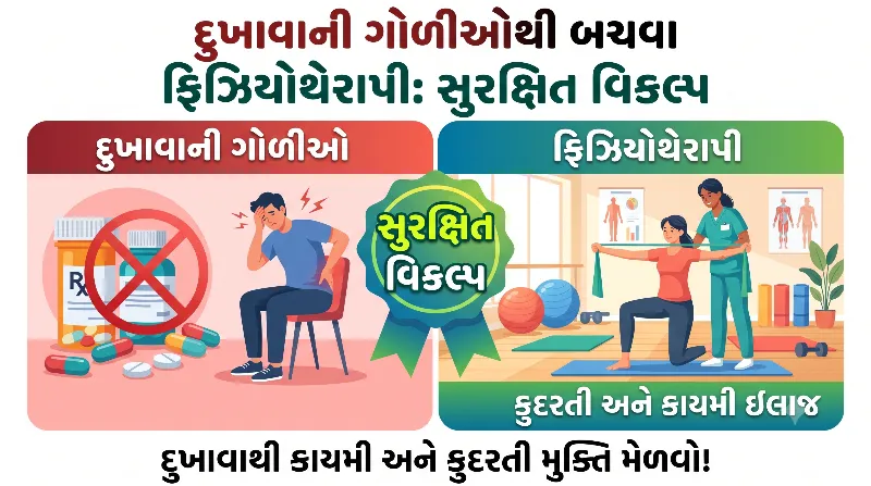 દુખાવાની ગોળીઓથી બચવા ફિઝિયોથેરાપી સુરક્ષિત વિકલ્પ