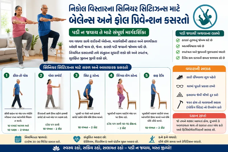 નિકોલ વિસ્તારના સિનિયર સિટિઝન્સ માટે બેલેન્સ અને ફોલ પ્રિવેન્શન કસરતો
