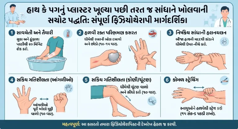 પ્લાસ્ટર ખૂલ્યા પછી સાંધો ખોલવાની સચોટ પદ્ધતિ અને કસરતો
