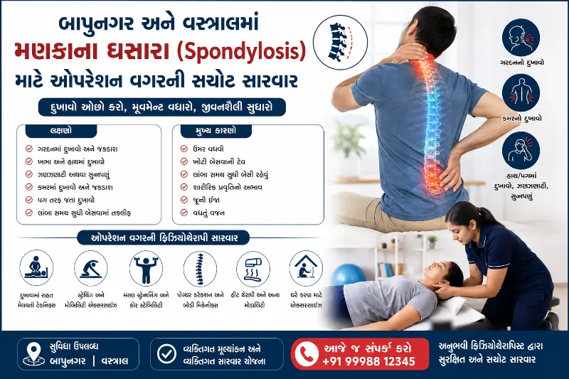 બાપુનગર અને વસ્ત્રાલમાં મણકાના ઘસારા (Spondylosis) માટે ઓપરેશન વગરની સચોટ સારવાર