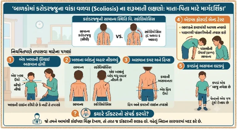 બાળકોમાં કરોડરજ્જુના વાંકા વળવા (Scoliosis) ના શરૂઆતી લક્ષણો માતા-પિતાએ કઈ રીતે પારખવા