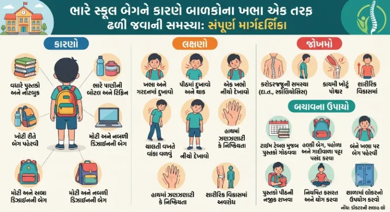 ભારે સ્કૂલ બેગથી બાળકોના ખભા એક તરફ ઢળે કારણો અને બચાવ