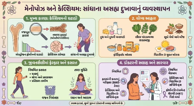 મેનોપોઝ દરમિયાન કેલ્શિયમ ઘટવાથી થતા સાંધાના અસહ્ય દુખાવાનું મેનેજમેન્ટ
