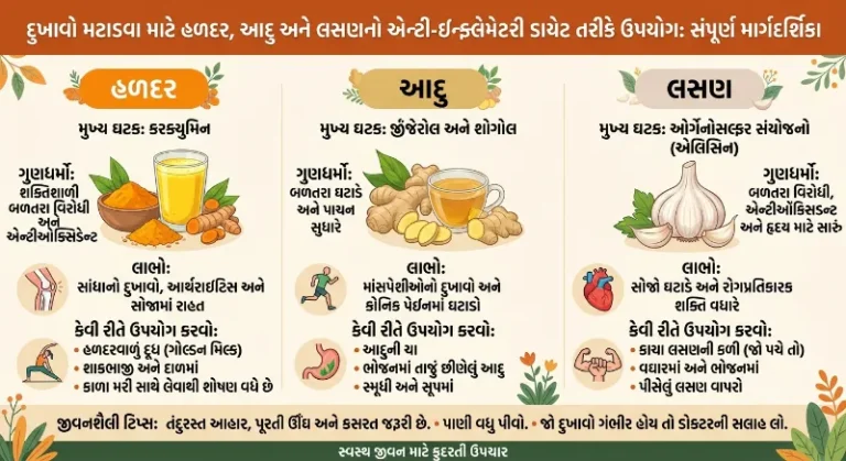 હળદર, આદુ અને લસણથી દુખાવો ઘટાડવાનો એન્ટી-ઇન્ફ્લેમેટરી ડાયેટ