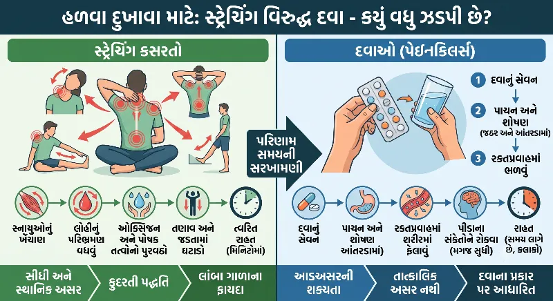 હળવા દુખાવા માટે સ્ટ્રેચિંગ કસરતો દવાઓ કરતાં પણ વધુ ઝડપી પરિણામ કેવી રીતે આપે છે